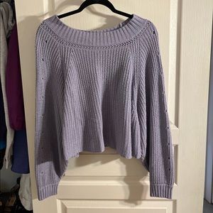 Off the shoulder lavender knit sweater